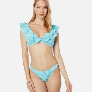 Lilly Pulitzer Blue Ruffle Bikini Set Arlin Bikini Top and Scoop Bottoms